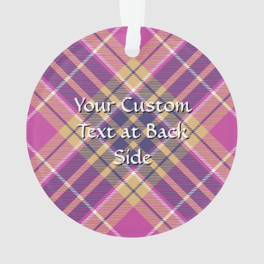 Roze, goud en blauwe tartan ornament (achterkant)