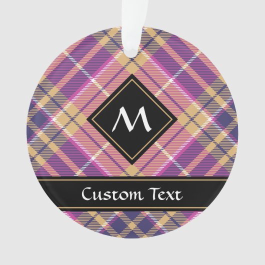 Roze, goud en blauwe tartan ornament (voorkant)