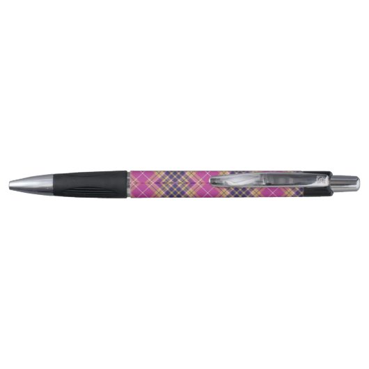 Roze, goud en blauwe tartan pen (Achterkant)