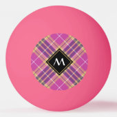 Roze, goud en blauwe tartan pingpongbal (Voorkant)