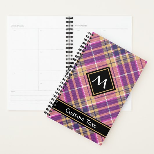 Roze, goud en blauwe tartan planner (Display)