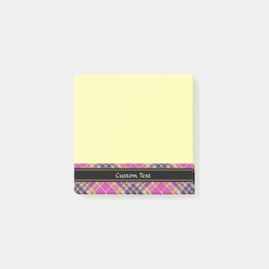 Roze, goud en blauwe tartan post-it® notes (Voorkant)