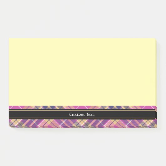 Roze, goud en blauwe tartan post-it® notes (Voorkant)