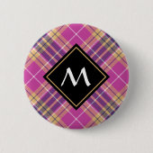 Roze, goud en blauwe tartan ronde button 5,7 cm (Voorkant)