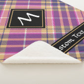 Roze, goud en blauwe tartan sherpa deken (3/4)