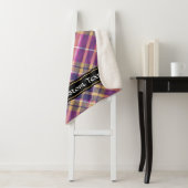 Roze, goud en blauwe tartan sherpa deken (In situ)