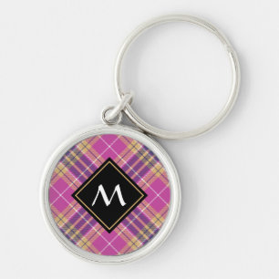 Roze, goud en blauwe tartan sleutelhanger