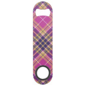 Roze, goud en blauwe tartan speed flessenopener (Achterkant)