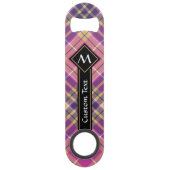 Roze, goud en blauwe tartan speed flessenopener (Voorkant)