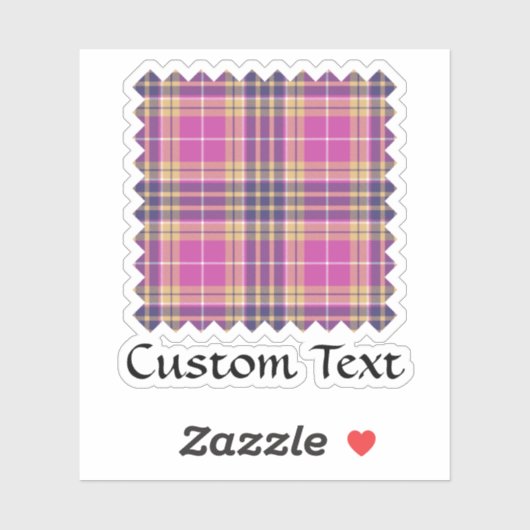 Roze, goud en blauwe tartan sticker (Vel)