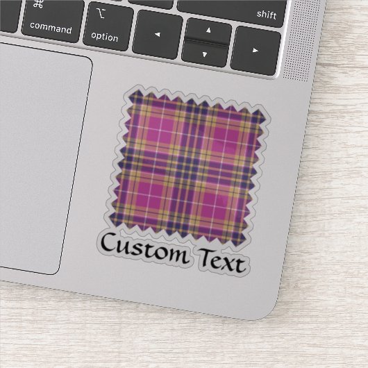 Roze, goud en blauwe tartan sticker (Detail)