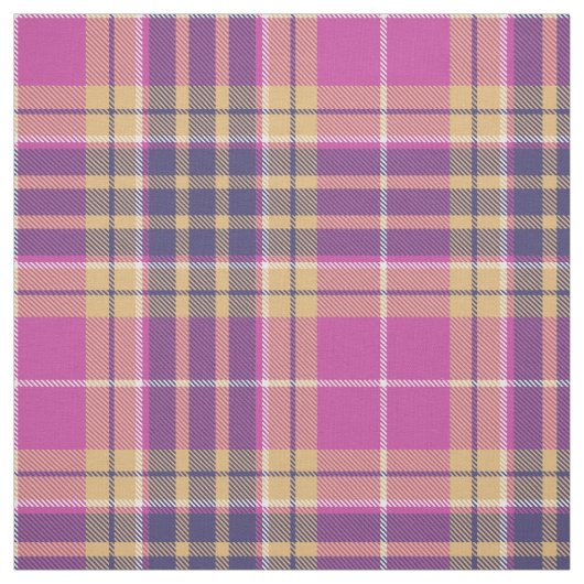 Roze, goud en blauwe tartan stof (Swatch)