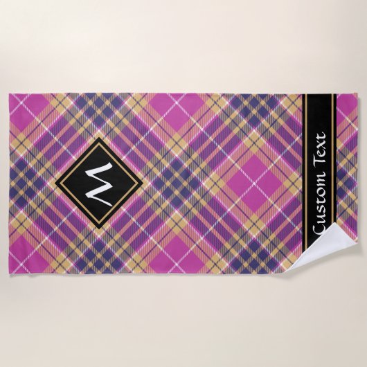 Roze, goud en blauwe tartan strandlaken (Voorkant)