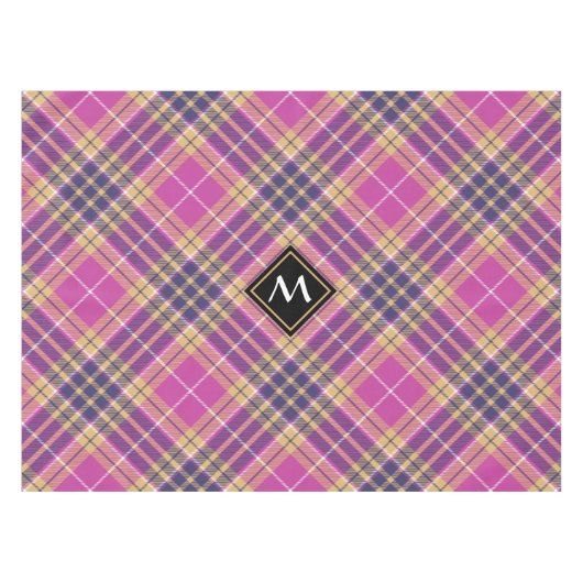 Roze, goud en blauwe tartan tafelkleed (Voorkant (Horizontaal))