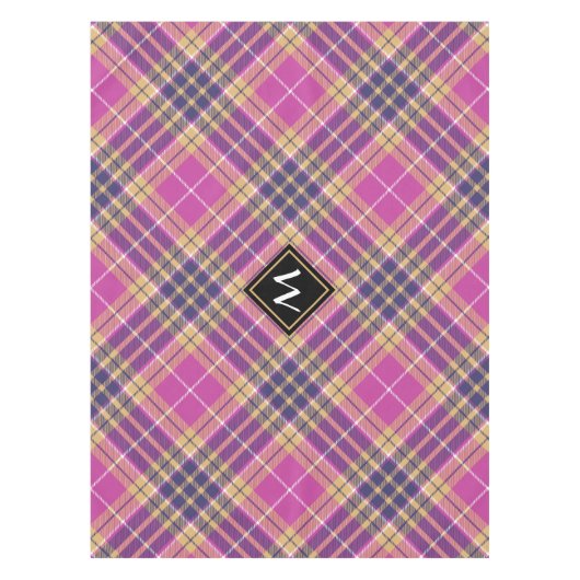 Roze, goud en blauwe tartan tafelkleed (Voorkant)
