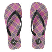 Roze, goud en blauwe tartan teenslippers (Voetbed)