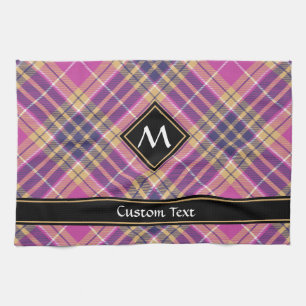 Roze, goud en blauwe tartan theedoek