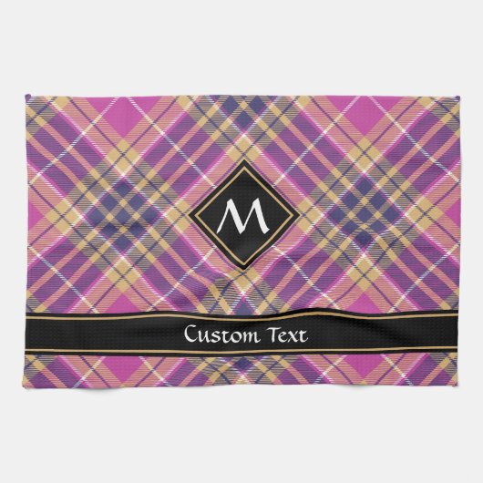 Roze, goud en blauwe tartan theedoek (Horizontaal)