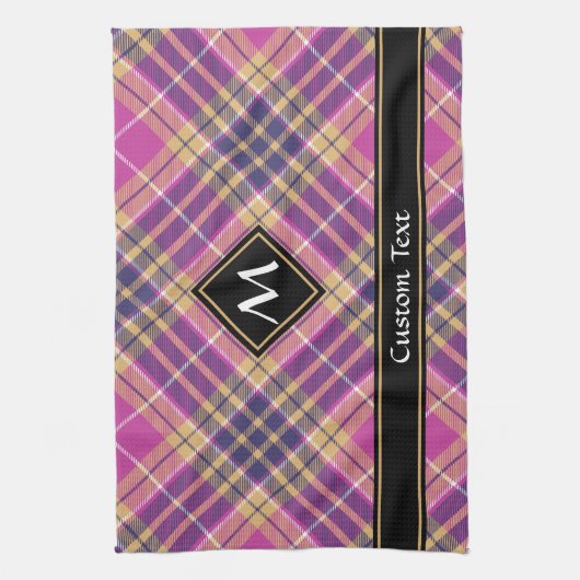 Roze, goud en blauwe tartan theedoek (Verticaal)