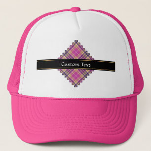 Roze, goud en blauwe tartan trucker pet