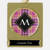 Roze, goud en blauwe tartan verguld banner ornament (Voorkant)
