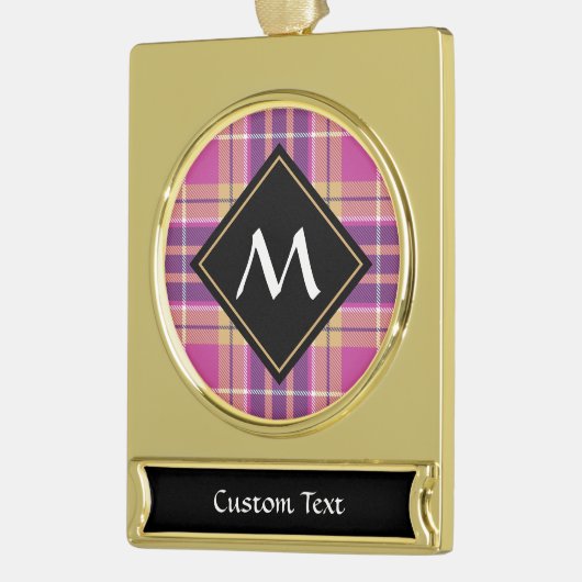 Roze, goud en blauwe tartan verguld banner ornament (Links)