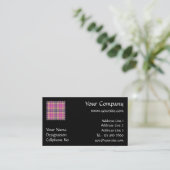 Roze, goud en blauwe tartan visitekaartje (Staand voorkant)