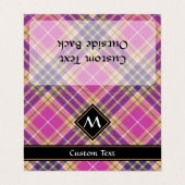 Roze, goud en blauwe tartan visitekaartje (Buitenkant ongevouwen)