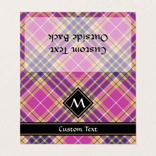Roze, goud en blauwe tartan visitekaartje (Buitenkant ongevouwen)