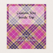 Roze, goud en blauwe tartan visitekaartje (Binnenkant ongevouwen)
