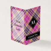 Roze, goud en blauwe tartan visitekaartje (Buitenkant)