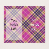 Roze, goud en blauwe tartan visitekaartje (Binnenkant ongevouwen)