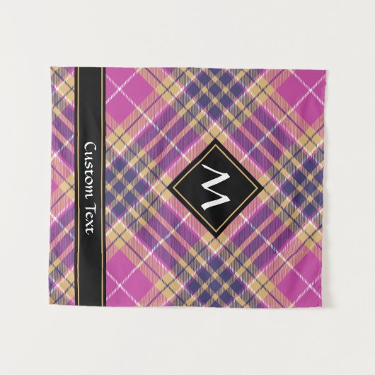 Roze, goud en blauwe tartan wandkleed (Voorkant (horizontaal))