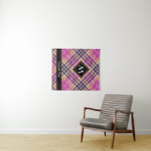 Roze, goud en blauwe tartan wandkleed (In Situ (horizontaal))