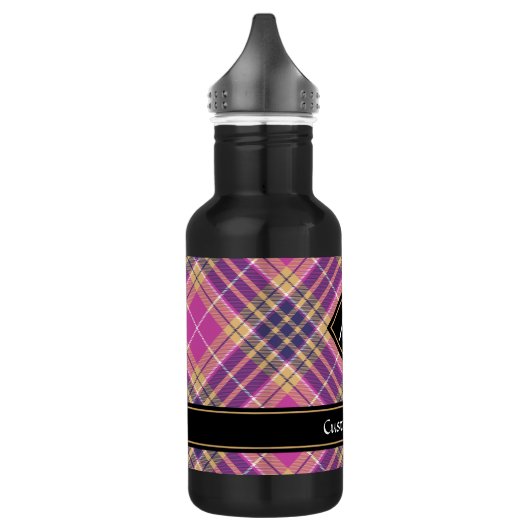 Roze, goud en blauwe tartan waterfles (Links)