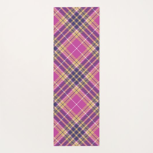 Roze, goud en blauwe tartan yogamat (Achterkant)