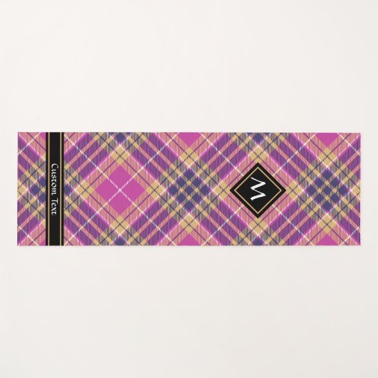 Roze, goud en blauwe tartan yogamat (Voorkant (horizontaal))