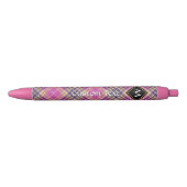 Roze, goud en blauwe tartan zwarte inkt pen (Voorkant)
