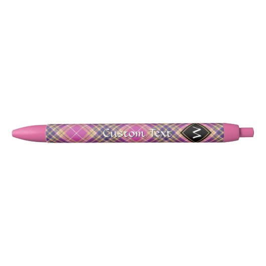 Roze, goud en blauwe tartan zwarte inkt pen (Voorkant)