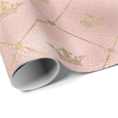 Roze goud en blosroze kroonpatroon cadeaupapier (Rol Hoek)
