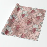 Roze goud en blozend roze Franse wijn thema Cadeaupapier<br><div class="desc">Parijs vintage druiven wijngaard patroon inpakpapier..</div>