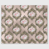 Roze Goud en Blush Antieke Franse Roos patroon Cadeaupapier (Vlak)