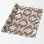 Roze Goud en Blush Antieke Franse Roos patroon Cadeaupapier<br><div class="desc">Papier om cadeaus in te pakken met Parijse rozen.</div>
