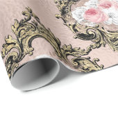 Roze Goud en Blush Antieke Franse Roos patroon Cadeaupapier (Rol Hoek)