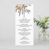 Roze Goud en Blush Bloem Menu (Staand voorkant)