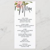 Roze Goud en Blush Bloem Menu (Voorkant)