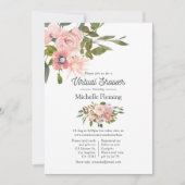 Roze Goud en Blush Bloemrijke Virtuele Baby Shower Kaart (Voorkant)
