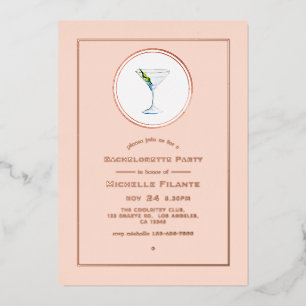 Roze Goud en Blush Cocktail Meisjesuitje Feest Folie Uitnodiging