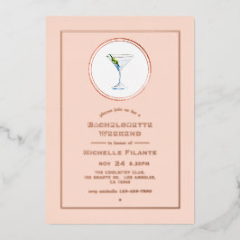 Roze Goud en Blush Cocktail Meisjesuitje Weekend Folie Uitnodiging