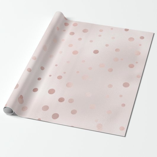 Roze Goud en Blush Confetti Cadeaupapier (Uitgerold)